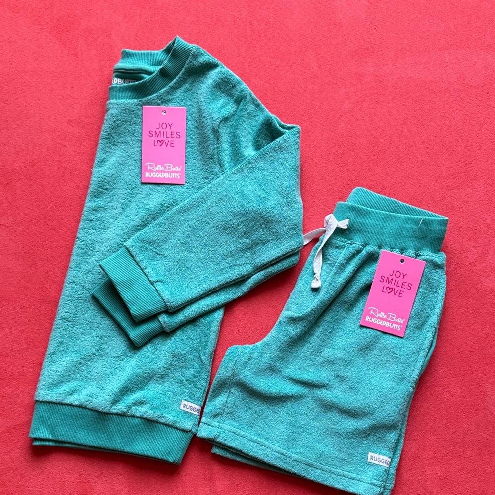 Ruggedbutts Ocean Teal Terry Knit Set